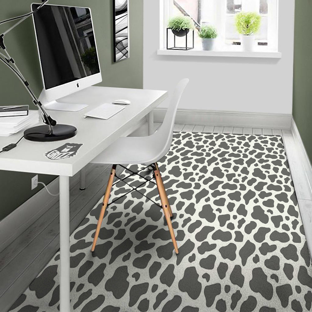 Grey Cow Print Pattern Floor Mat-grizzshop