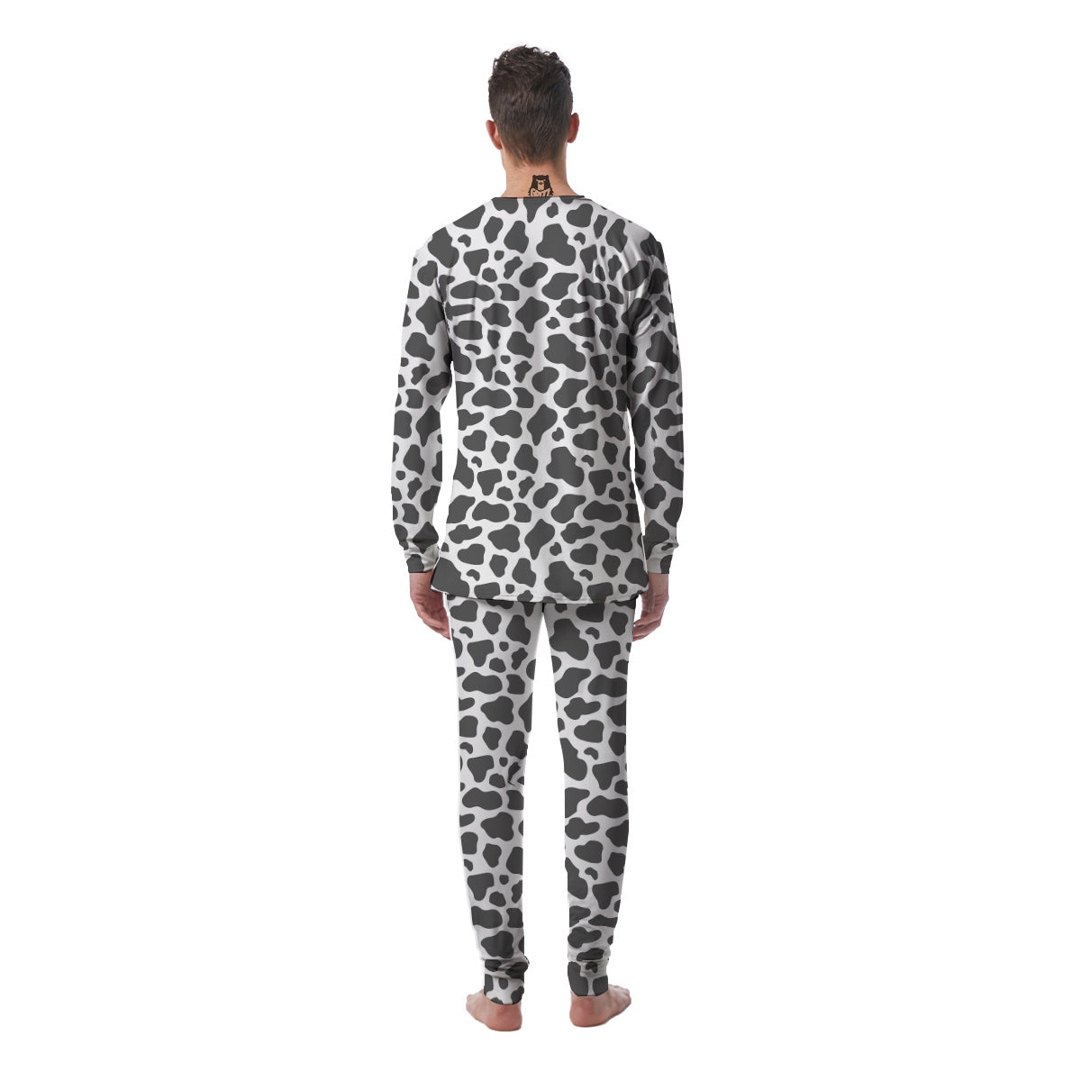 Grey Cow Print Pattern Men's Pajamas-grizzshop