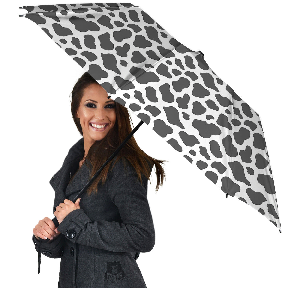 Grey Cow Print Pattern Umbrella-grizzshop