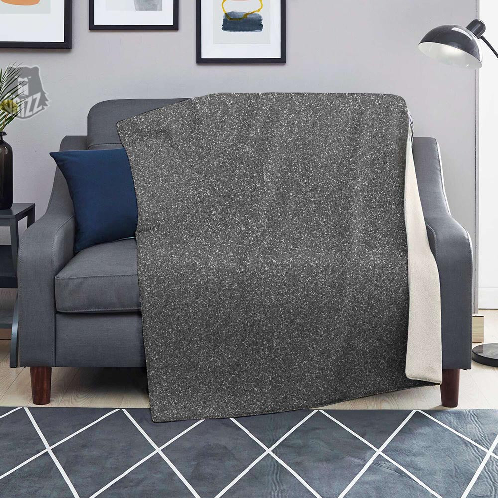 Grey Glitter Texture Print Blanket-grizzshop