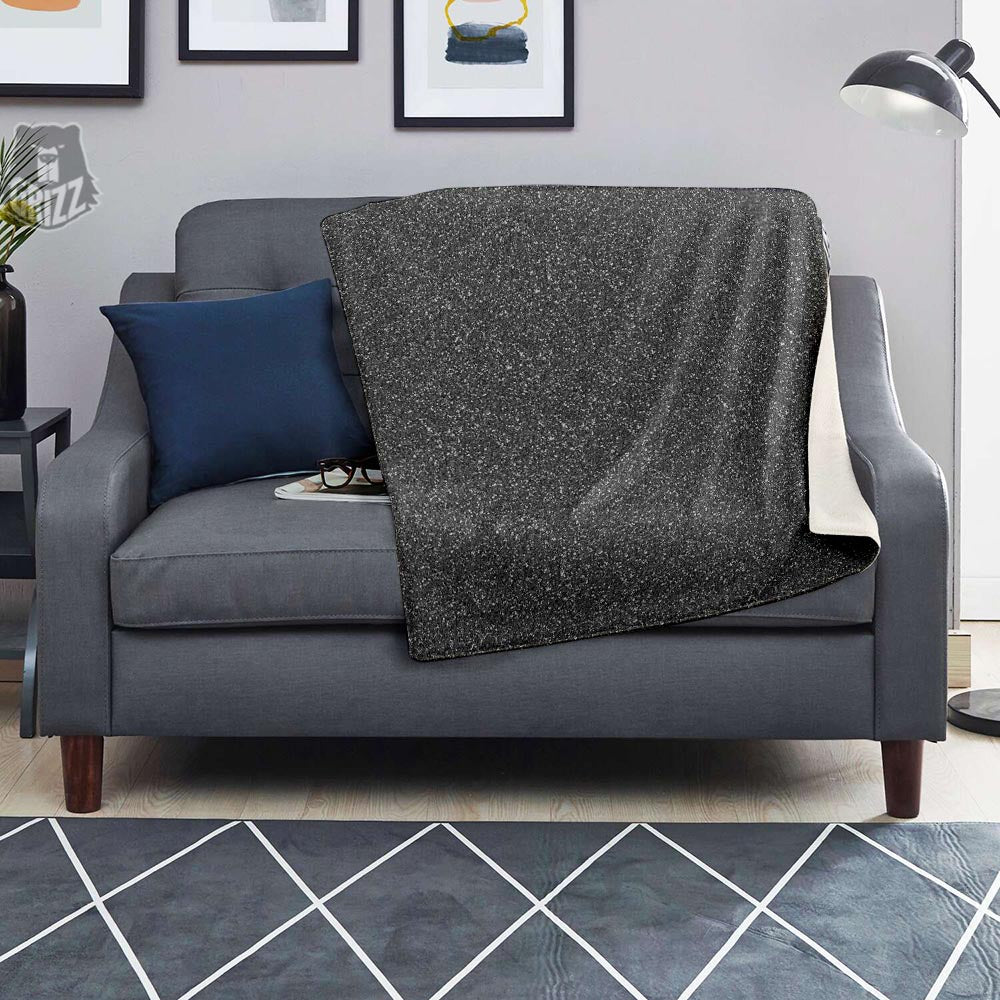 Grey Glitter Texture Print Blanket-grizzshop