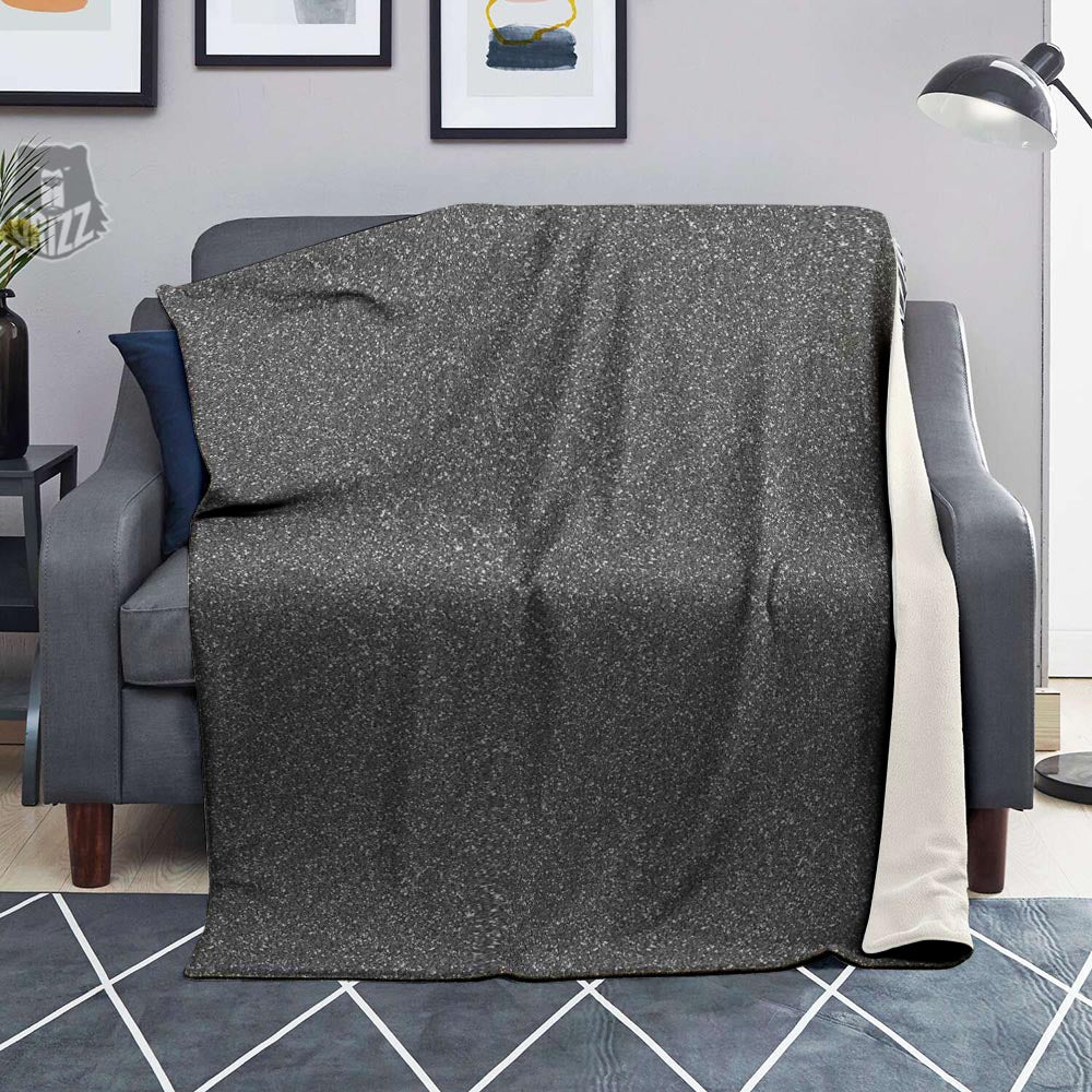 Grey Glitter Texture Print Blanket-grizzshop