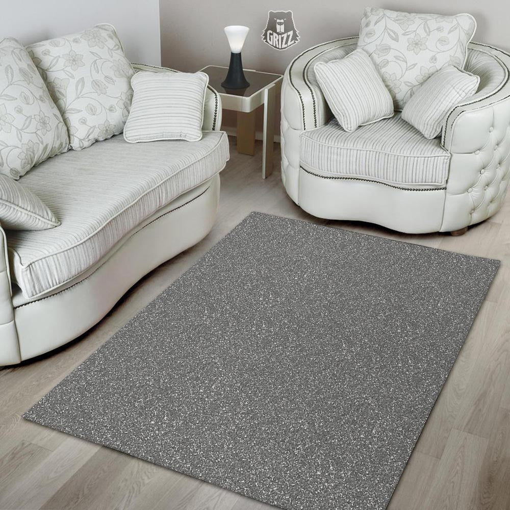 Grey Glitter Texture Print Floor Mat-grizzshop