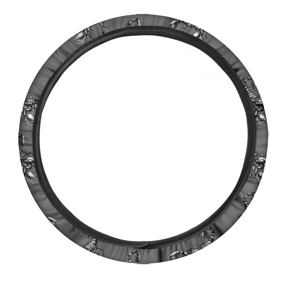 Grey Hand Drawn Scorpion Print Pattern Car Steering Wheel Cover-grizzshop