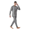 Grey Houndstooth Print Men's Pajamas-grizzshop