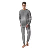 Grey Houndstooth Print Men's Pajamas-grizzshop