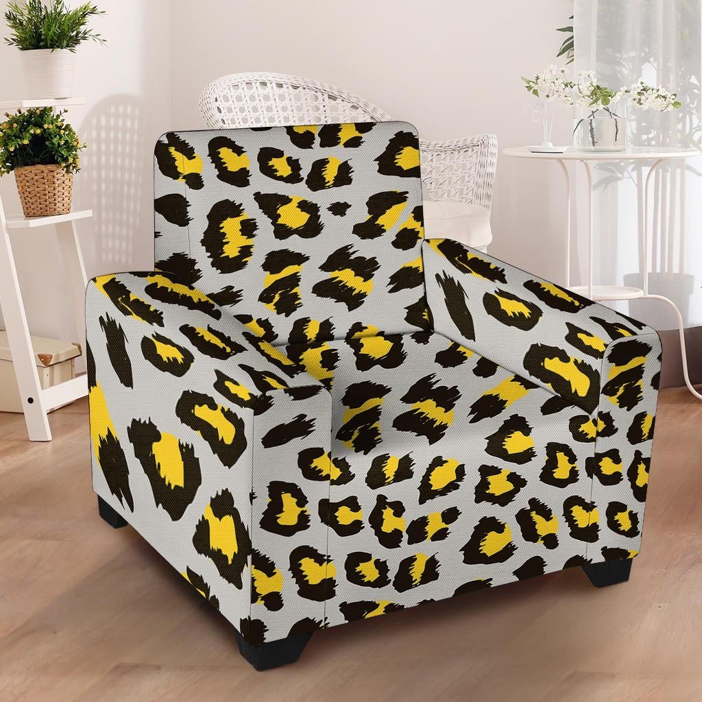 Grey Leopard Armchair Cover-grizzshop