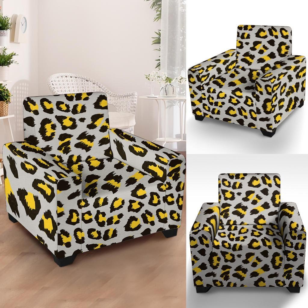 Grey Leopard Armchair Cover-grizzshop