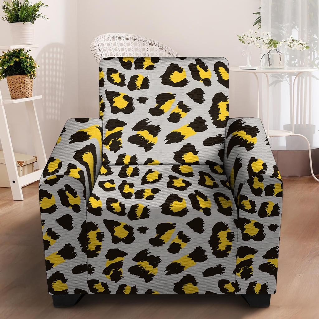 Grey Leopard Armchair Cover-grizzshop