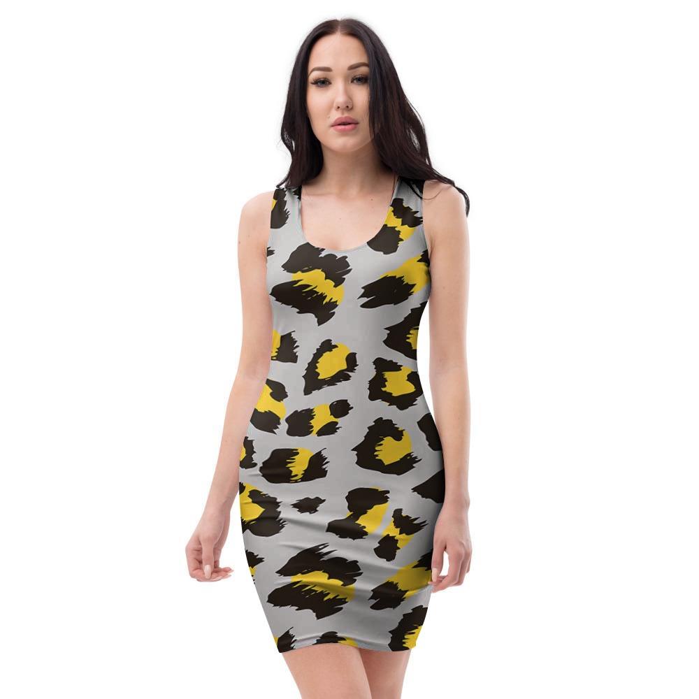 Grey Leopard Bodycon Dress-grizzshop