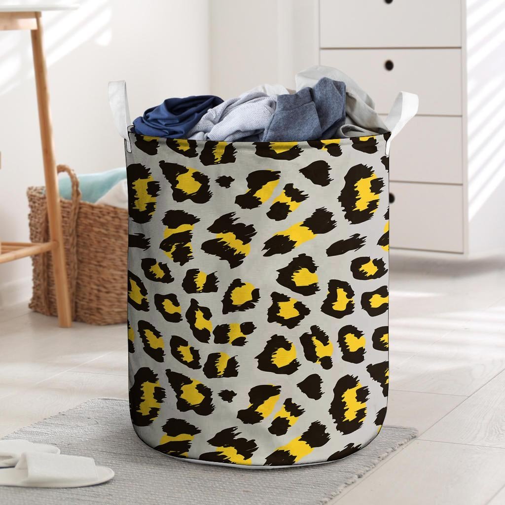 Grey Leopard Laundry Basket-grizzshop