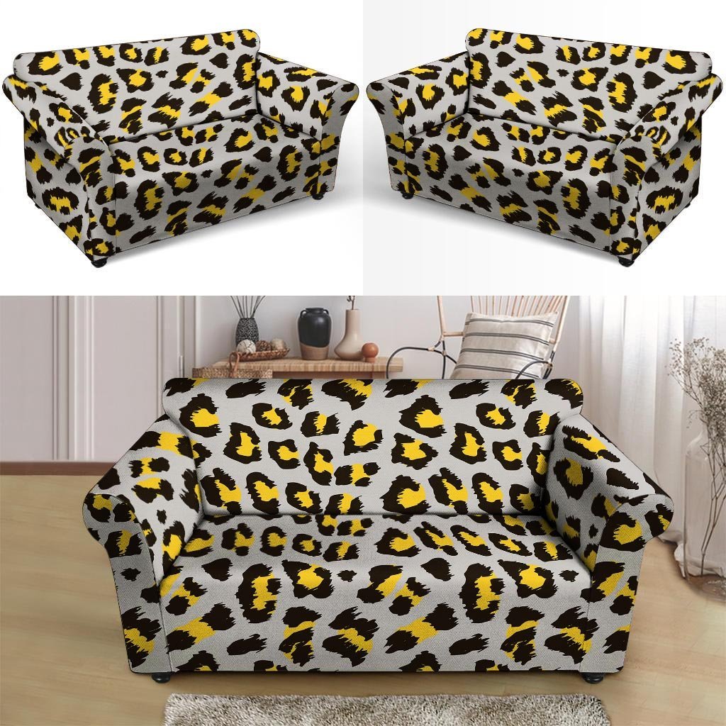 Grey Leopard Loveseat Cover-grizzshop