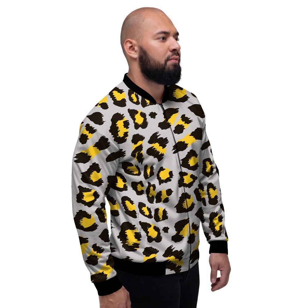 Grey Leopard Men's Bomber Jacket-grizzshop