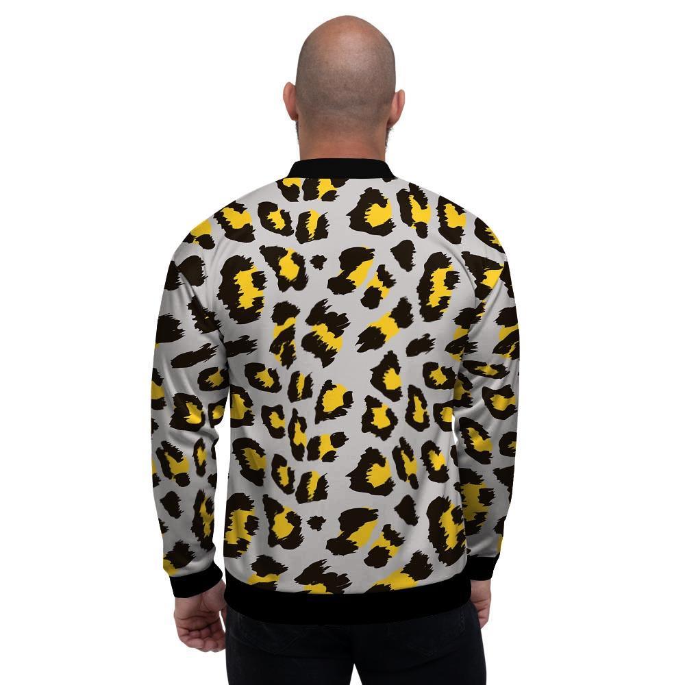 Grey Leopard Men's Bomber Jacket-grizzshop