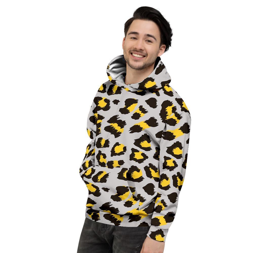 Grey Leopard Men's Hoodie-grizzshop