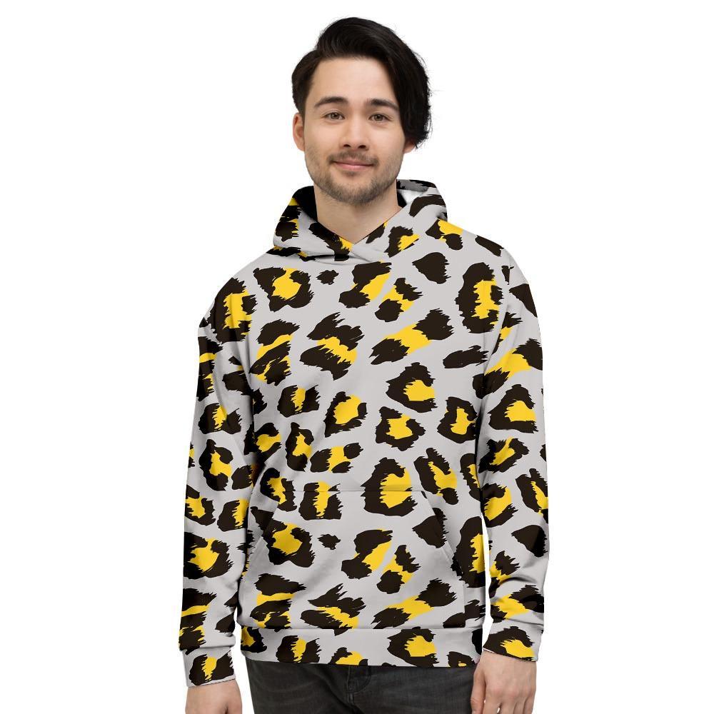 Grey Leopard Men's Hoodie-grizzshop