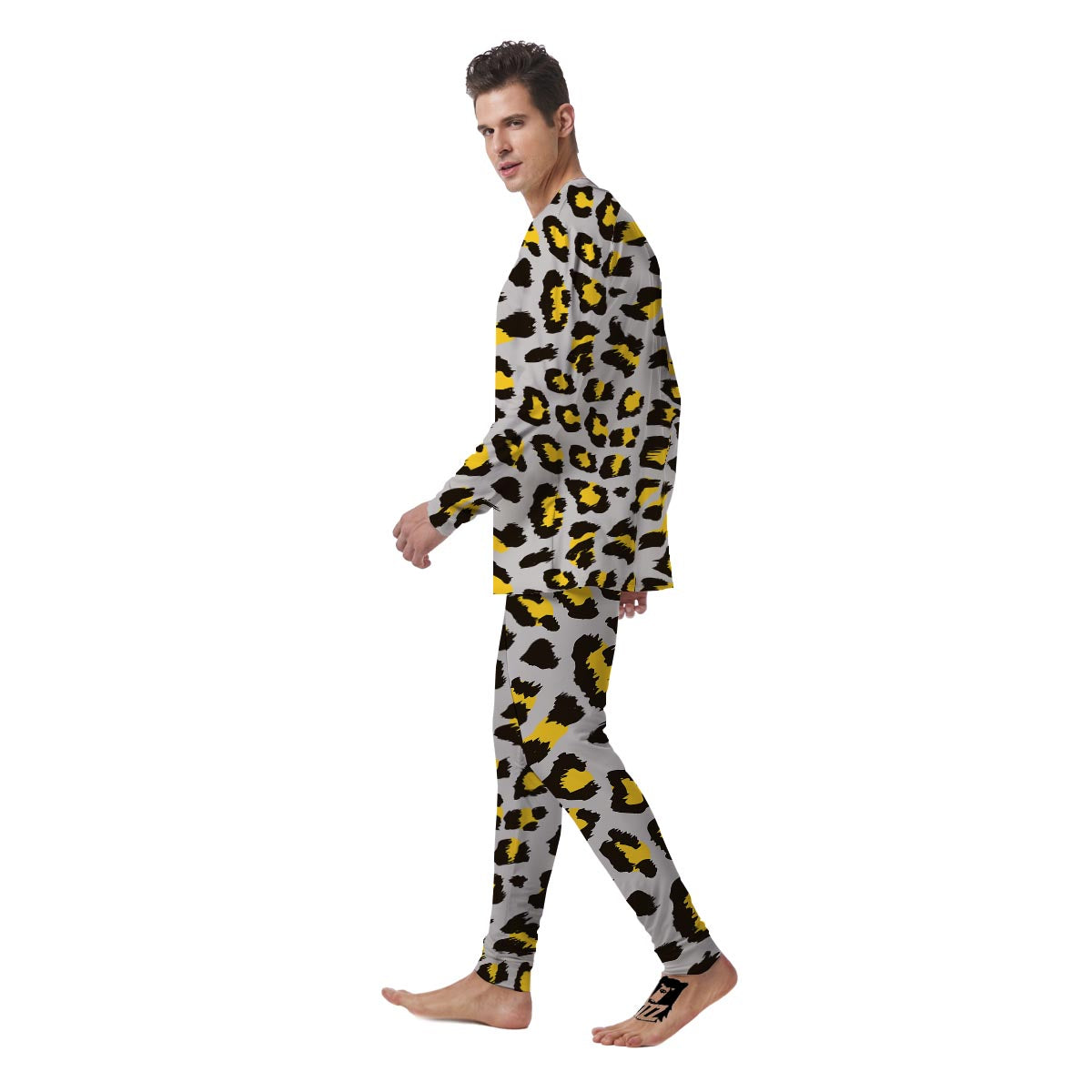 Grey Leopard Men's Pajamas-grizzshop