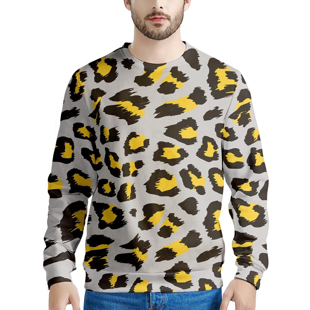 Grey Leopard Men's Sweatshirt-grizzshop