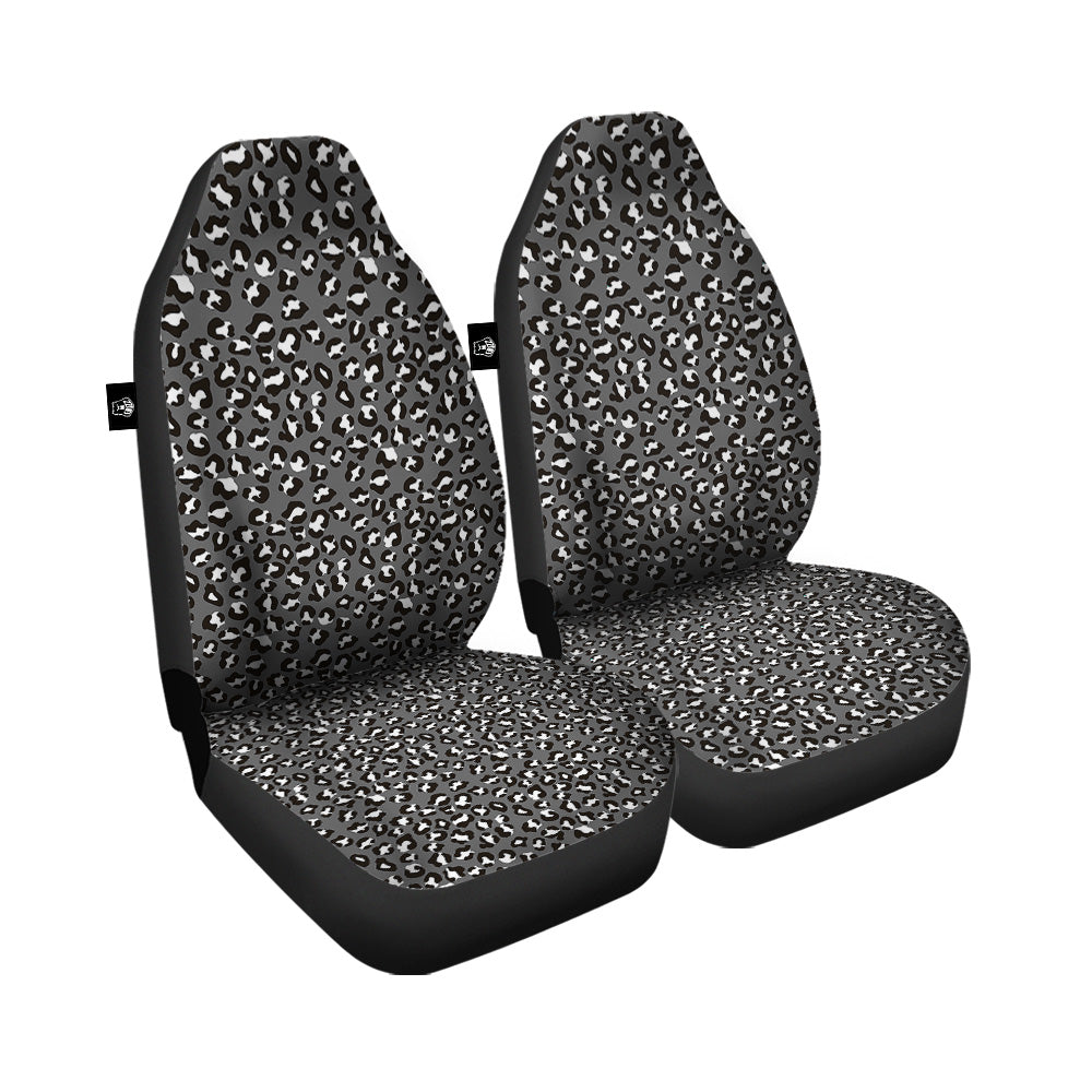 Grey Leopard Print Pattern Car Seat Covers-grizzshop