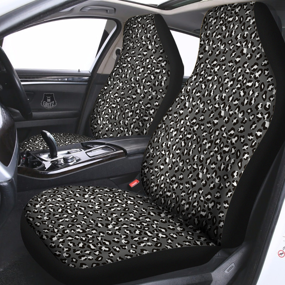 Grey Leopard Print Pattern Car Seat Covers-grizzshop