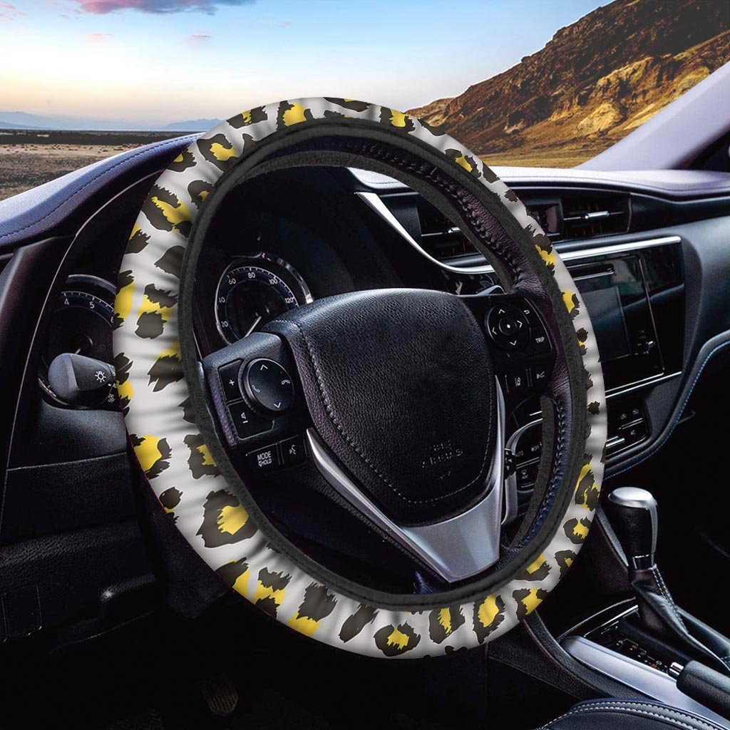 Grey Leopard Steering Wheel Cover-grizzshop