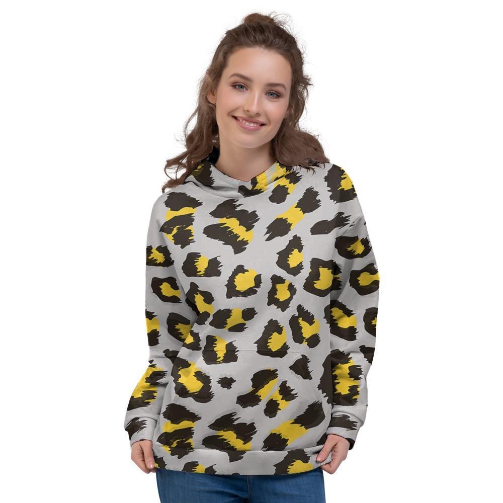 Grey Leopard Women's Hoodie-grizzshop