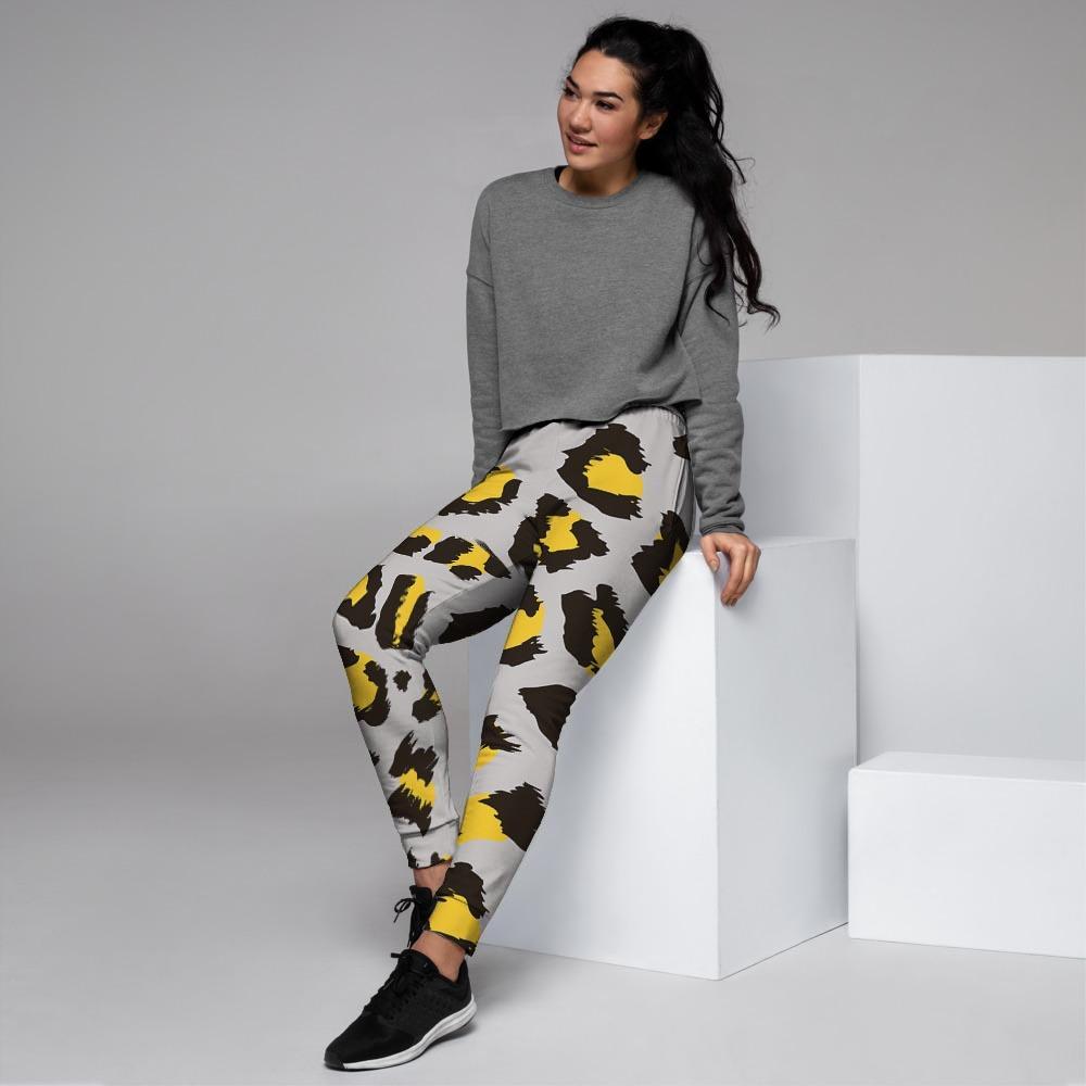 Grey Leopard Women's Joggers-grizzshop