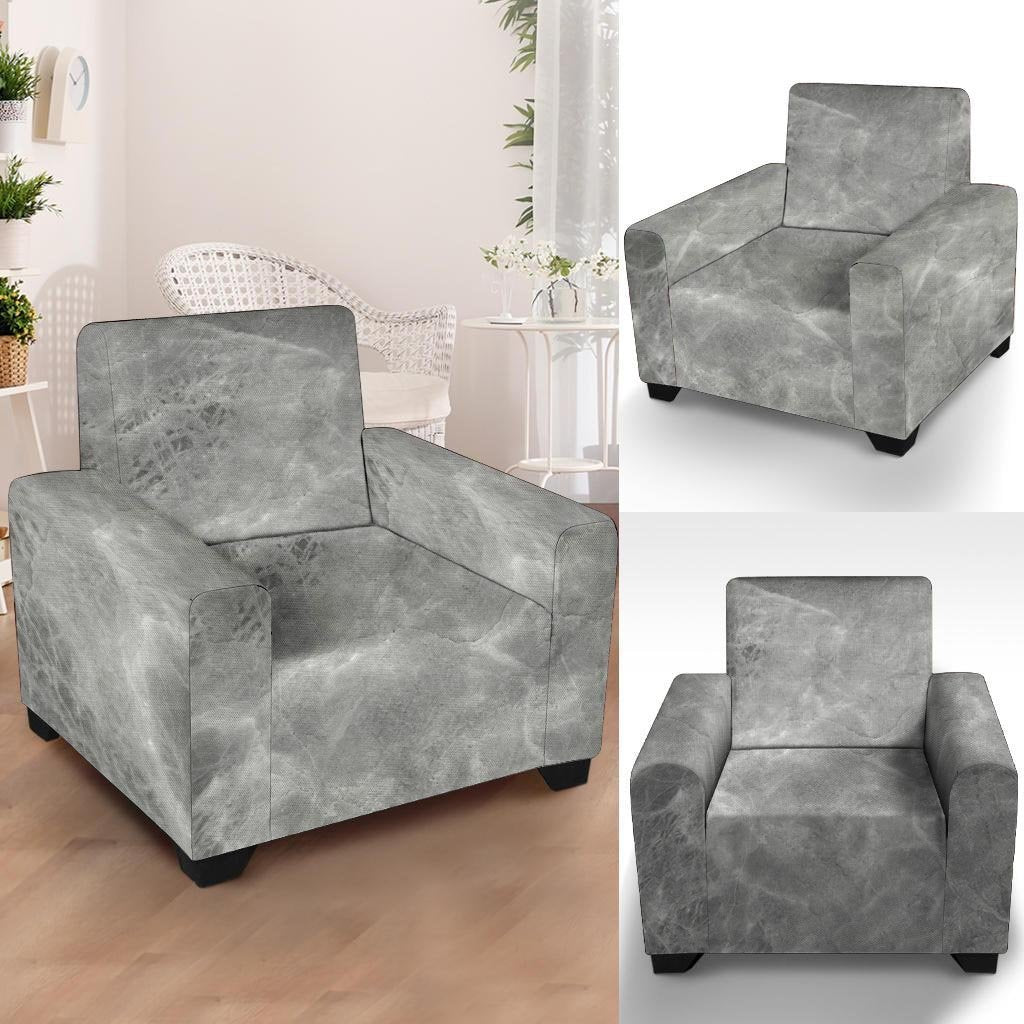 Grey Marble Armchair Cover-grizzshop