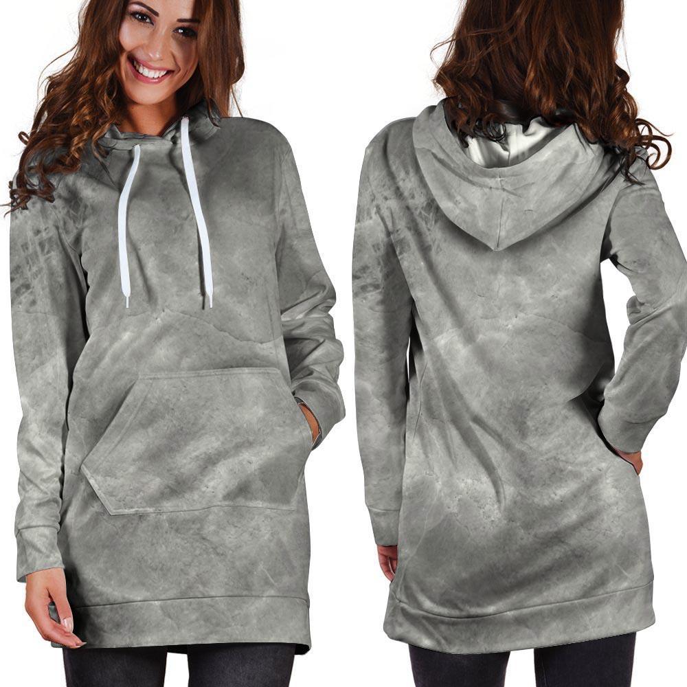 Grey Marble Hoodie Dress-grizzshop