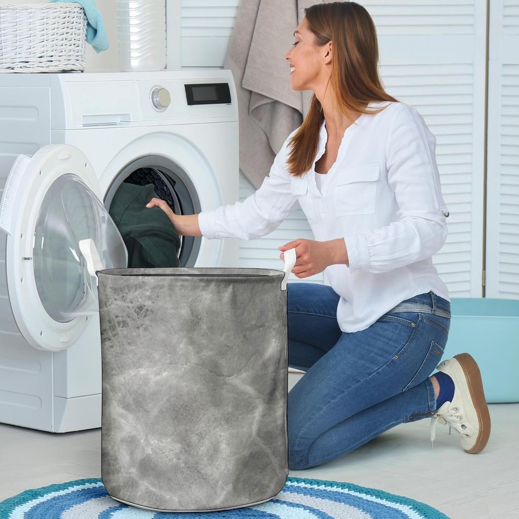 Grey Marble Laundry Basket-grizzshop