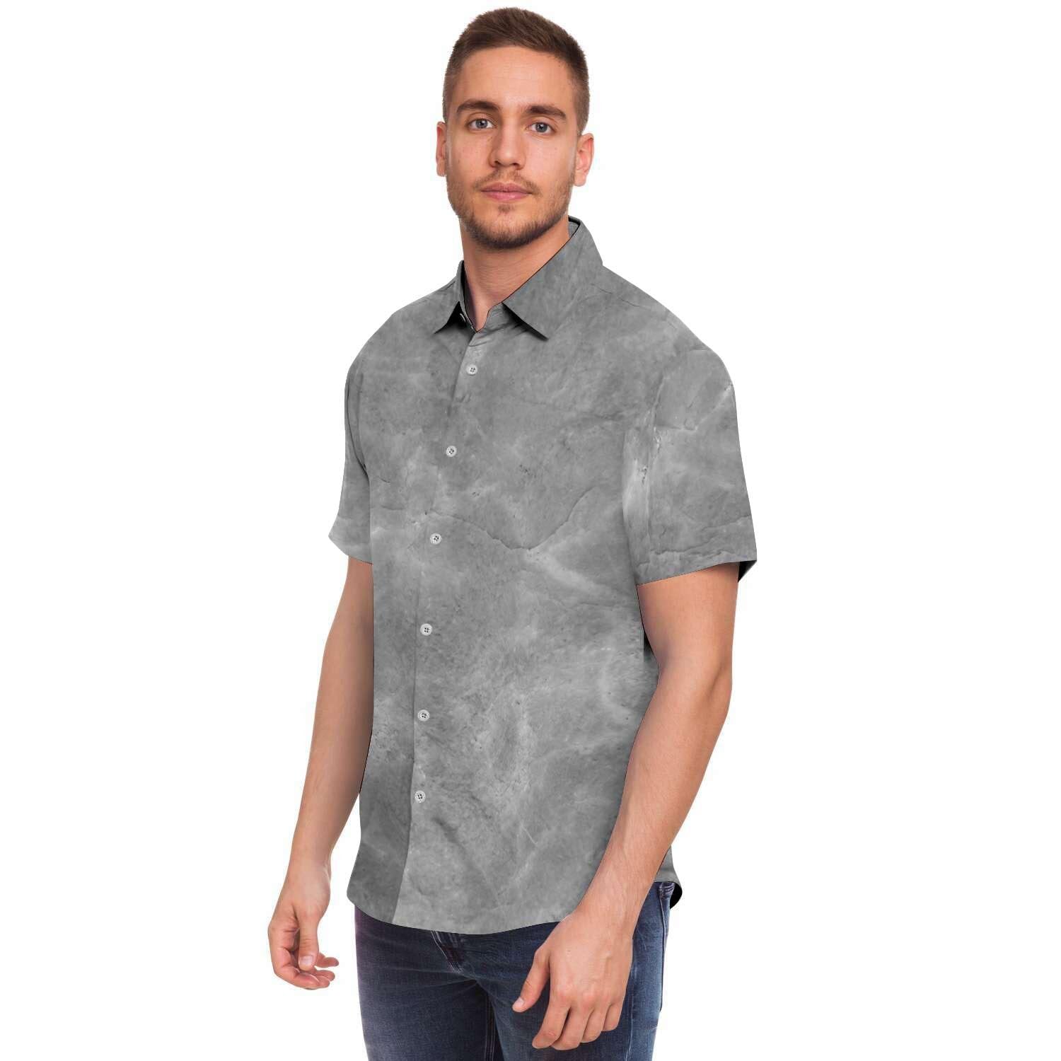 Grey Marble Men's Short Sleeve Shirt-grizzshop