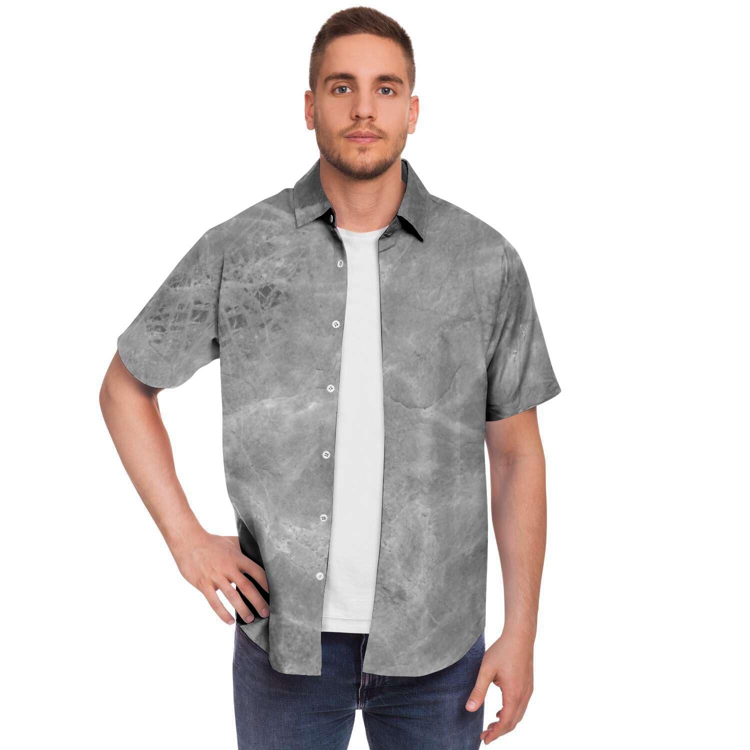 Grey Marble Men's Short Sleeve Shirt-grizzshop