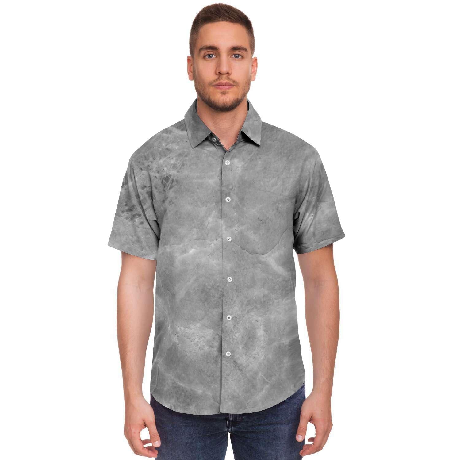 Grey Marble Men's Short Sleeve Shirt-grizzshop