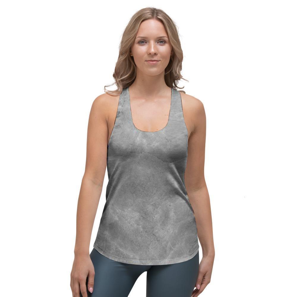 Grey Marble Women's Racerback Tank Top-grizzshop