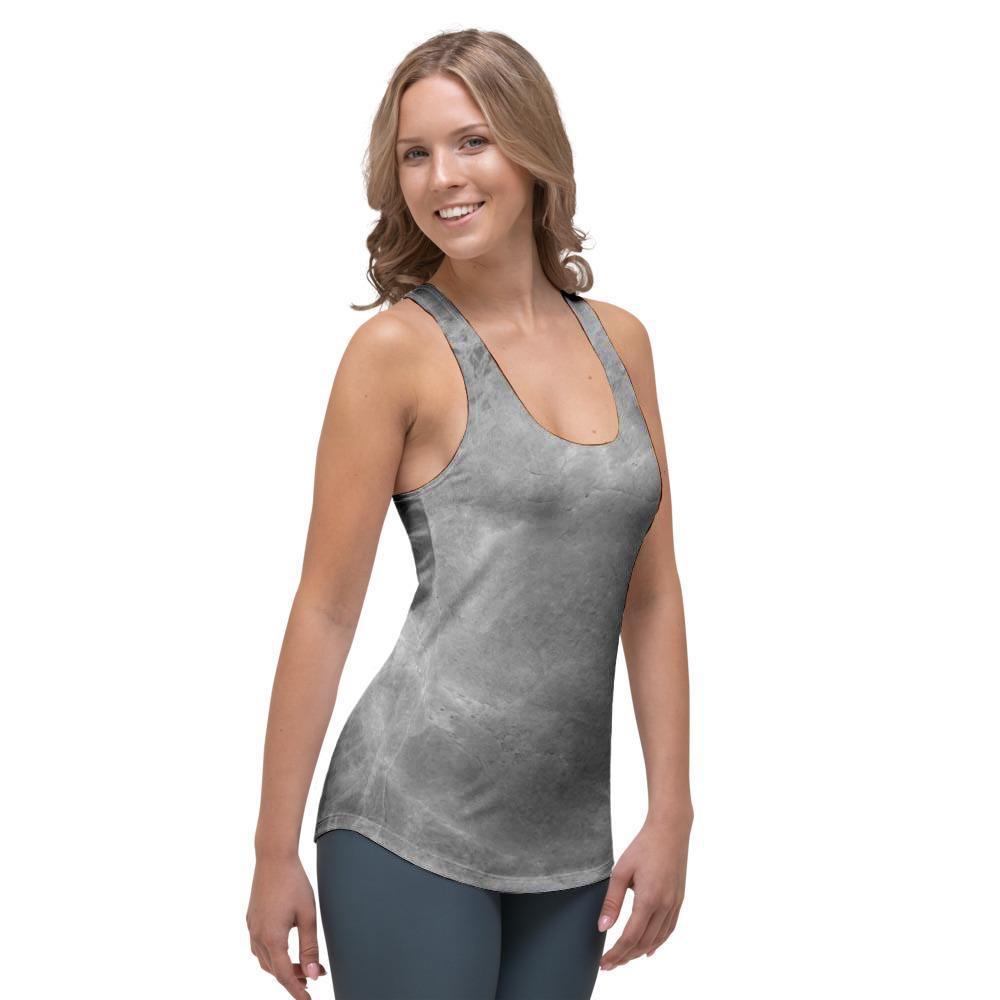 Grey Marble Women's Racerback Tank Top-grizzshop