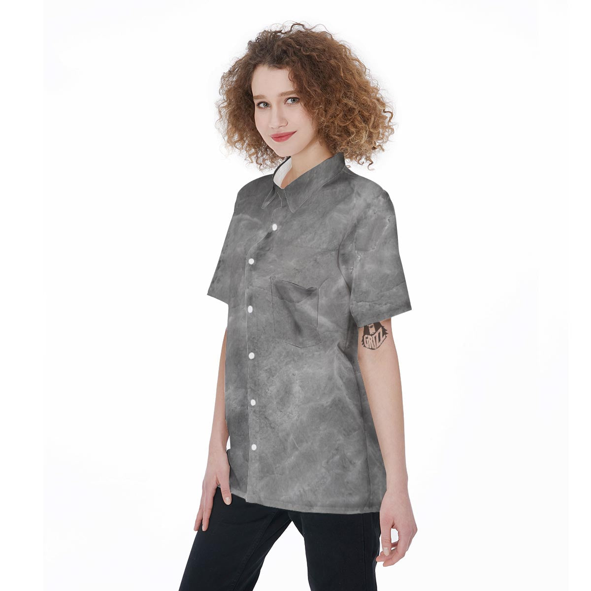 Grey Marble Women's Short Sleeve Shirts-grizzshop