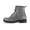 Grey Paisley Bandana Print Leather Boots-grizzshop