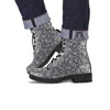 Grey Paisley Bandana Print Leather Boots-grizzshop