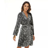 Grey Paisley Bandana Print Women's Robe-grizzshop