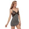 Grey Paisley Bandana Print Women's Sexy Night Dress-grizzshop