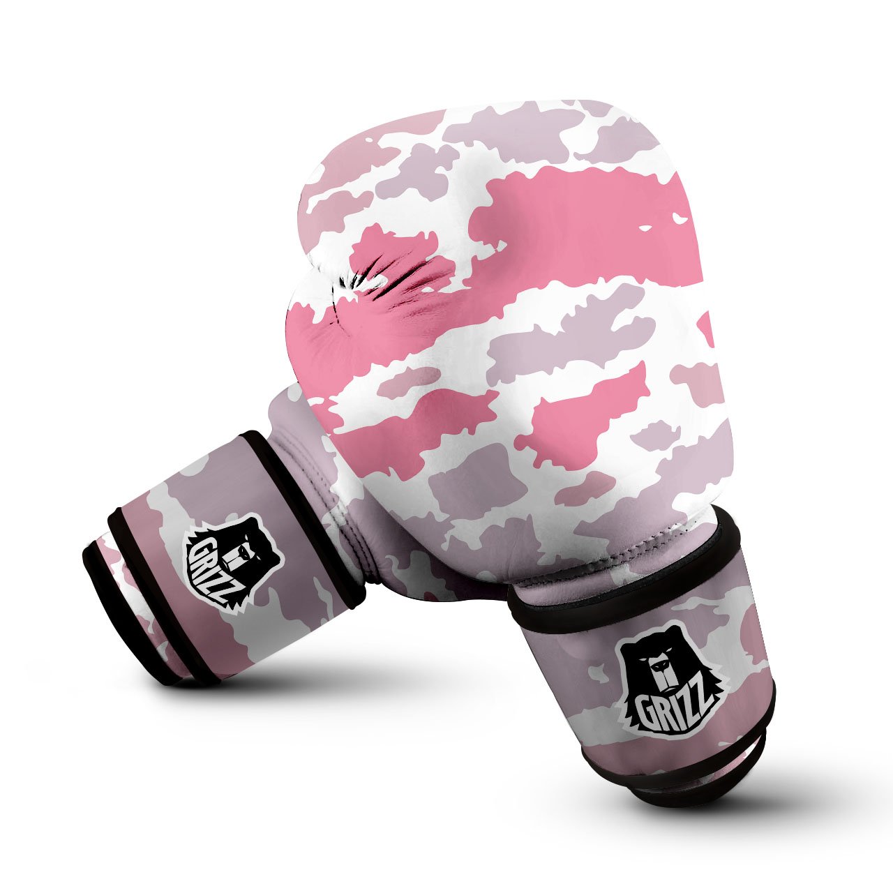 Grey Pink And White Camo Print Boxing Gloves-grizzshop