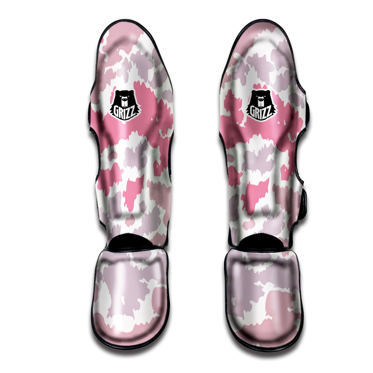 Grey Pink And White Camo Print Muay Thai Shin Guards-grizzshop