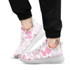 Grey Pink And White Camo Print White Athletic Shoes-grizzshop