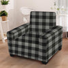 Grey Plaid Armchair Cover-grizzshop