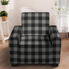 Grey Plaid Armchair Cover-grizzshop