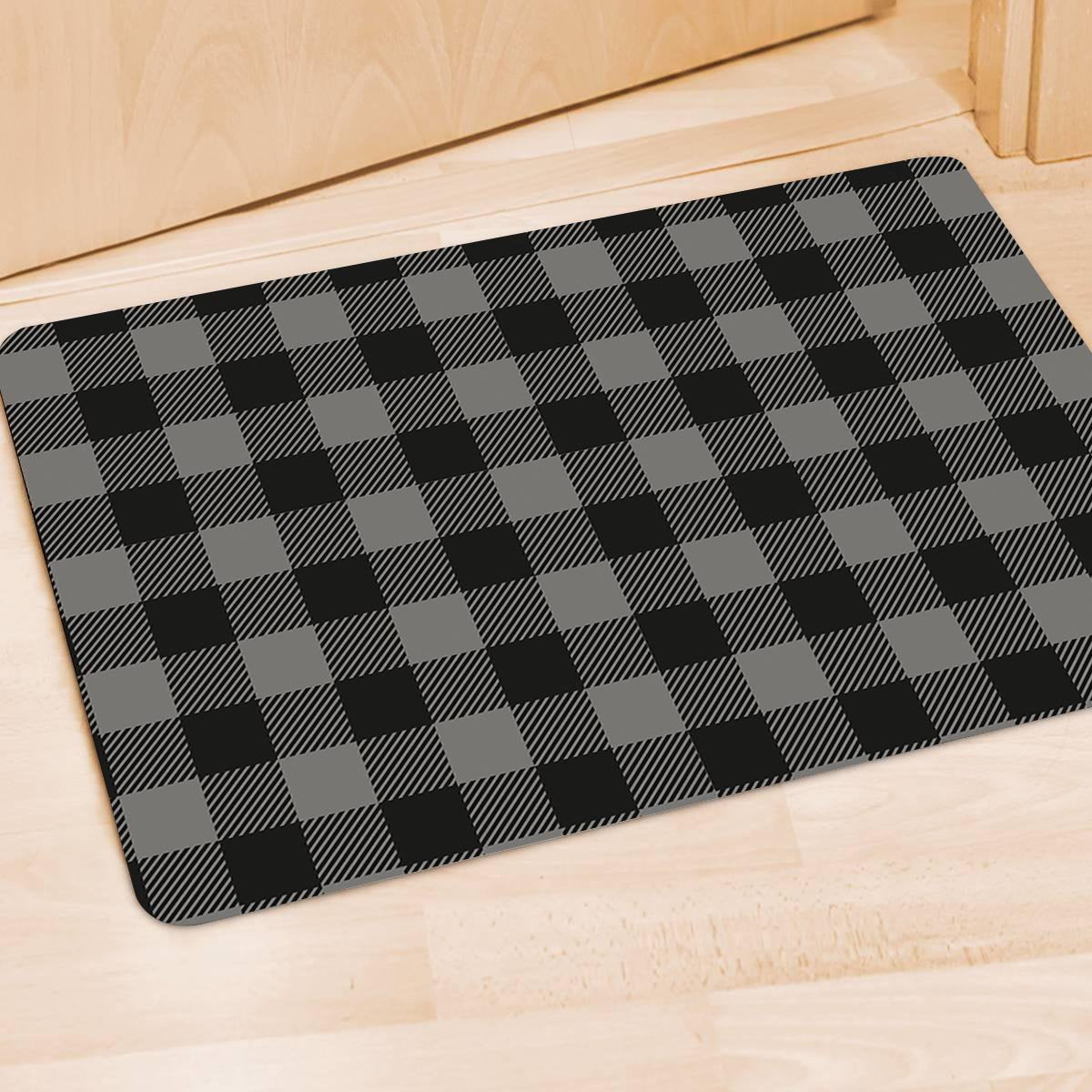 Grey Plaid Door Mat-grizzshop