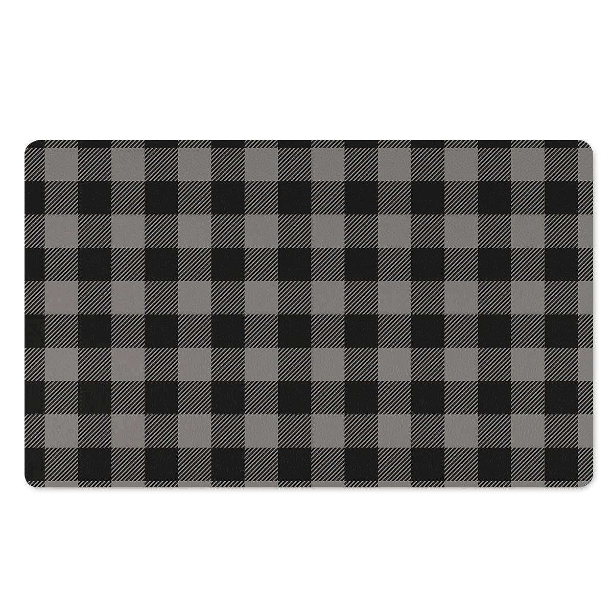 Grey Plaid Door Mat-grizzshop