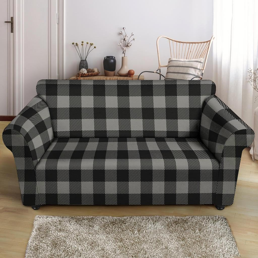 Grey Plaid Loveseat Cover-grizzshop