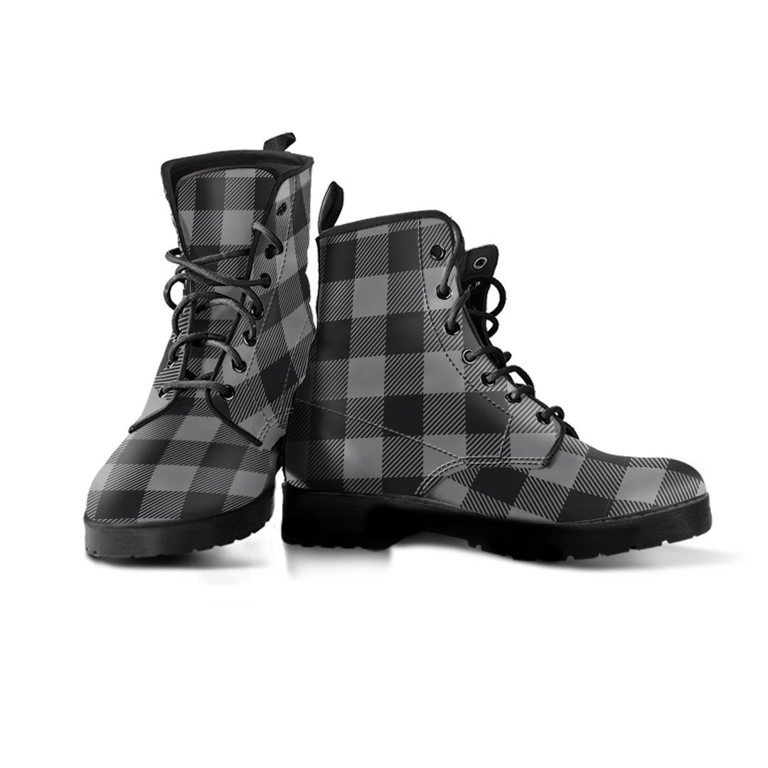 Grey Plaid Men's Boots-grizzshop