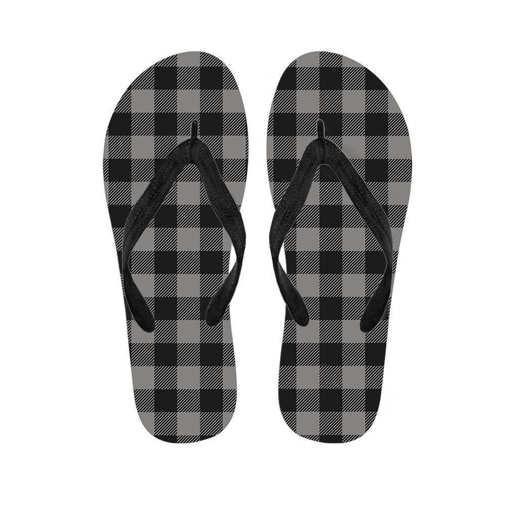 Grey Plaid Men's Flip Flops-grizzshop